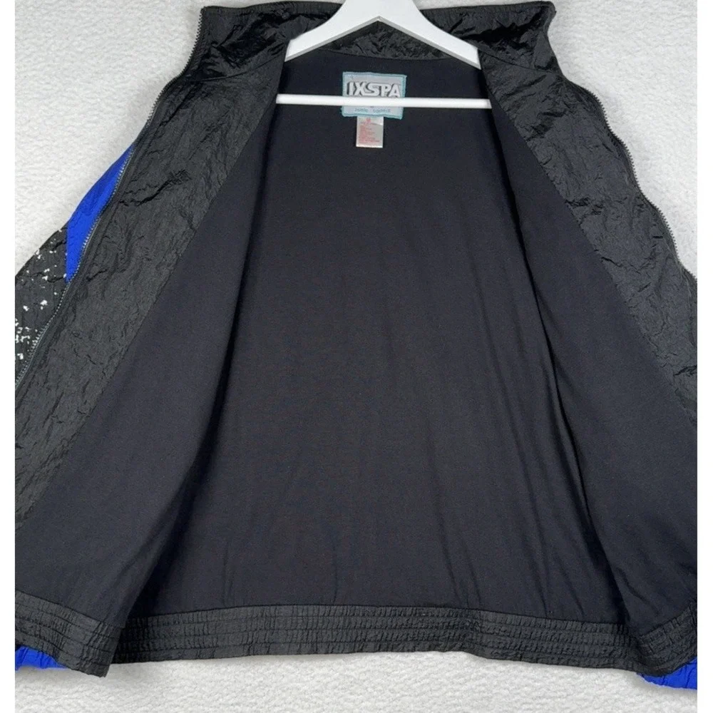 Vintage 90s IXSPA Windbreaker Jacket Black Blue - Men's Medium (Fits Roomy)